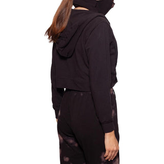 Betsy & Adam Women's Zip Up Crop Hoodie Black Size X-Large