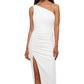 Betsy & Adam Women's One Shoulder Midi Dress White Size 4