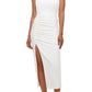 Betsy & Adam Women's One Shoulder Midi Dress White Size 12