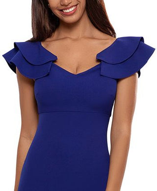 Betsy & Adam Women's Ruffled Strap Gown Blue Size 4