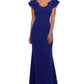 Betsy & Adam Women's Ruffled Strap Gown Blue Size 12