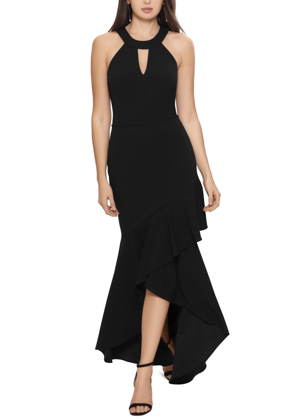 Betsy & Adam Women's Halter Keyhole Gown Black Size 8