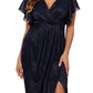 Betsy & Adam Women's Metallic Tulip Skirt Gown Blue Size 10
