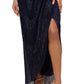 Betsy & Adam Women's Metallic Tulip Skirt Gown Blue Size 10