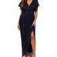 Betsy & Adam Women's Metallic Tulip Skirt Gown Blue Size 10
