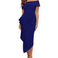 Betsy & Adam Women's Off The Shoulder Ruffle Dress Blue Size 12
