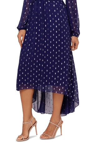 Betsy & Adam Women's Clip Dot Midi Dress Blue Size 8