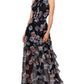 Betsy & Adam Women's Ruffled Halter Gown Black Size 4