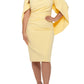 Betsy & Adam Women's Ruched Cape Dress Yellow Size Petite Small