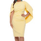 Betsy & Adam Women's Ruched Cape Dress Yellow Size 18W