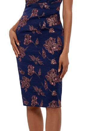 Betsy & Adam Women's Foil Print Sheath Dress Blue Size 10
