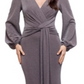 Betsy & Adam Women's Metallic Knit Long Sleeve Gown Gray Size 8