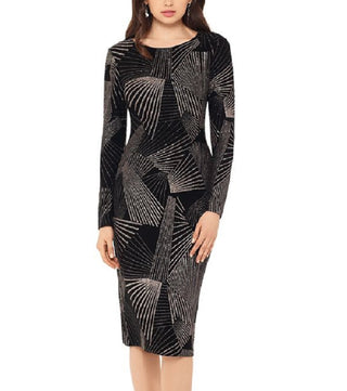 Betsy & Adam Women's Printed Sheath Dress Black Size 8Petite