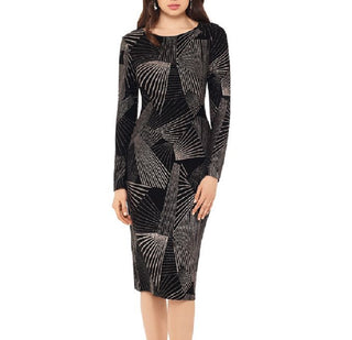 Betsy & Adam Women's Printed Sheath Dress Black Size 12Petite