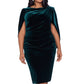 Betsy & Adam Women's Cape Back Velvet Dress Green Size Petite Small