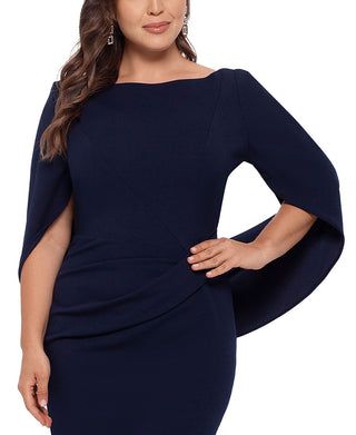 Betsy & Adam Women's Drape Back Bodycon Dress Blue Size 20W