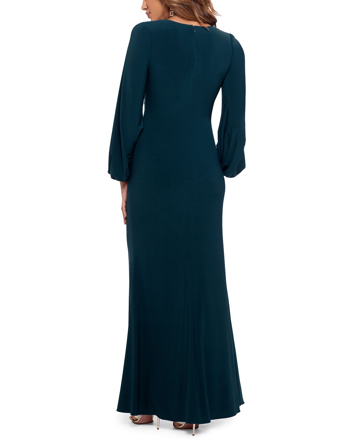 Betsy & Adam Women's Draped V Neck Gown Green Size 8