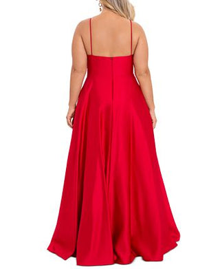 Betsy & Adam Women's V Neck Gown Red Size 20W