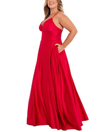 Betsy & Adam Women's V Neck Gown Red Size 20W