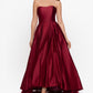Betsy & Adam Women's Strapless High Low Gown Red Size 0Petite
