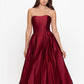 Betsy & Adam Women's Strapless High Low Gown Red Size 0Petite