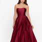 Betsy & Adam Women's Strapless High Low Gown Red Size 4Petite