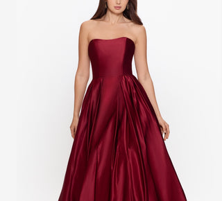 Betsy & Adam Women's Strapless High Low Gown Red Size 4Petite