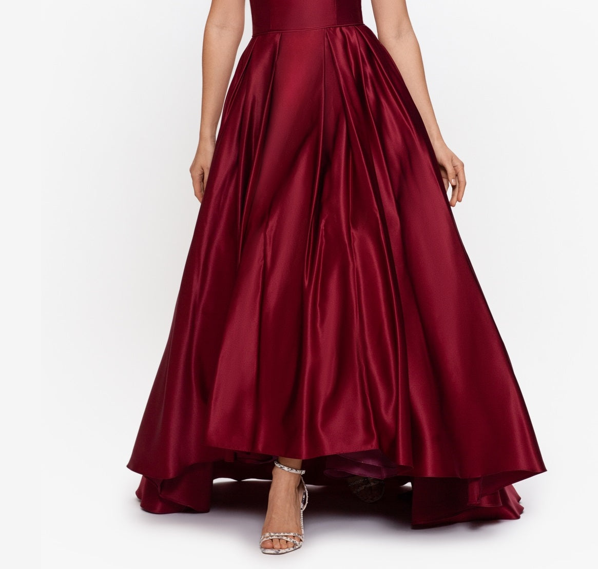 Betsy & Adam Women's Strapless High Low Gown Red Size 4Petite