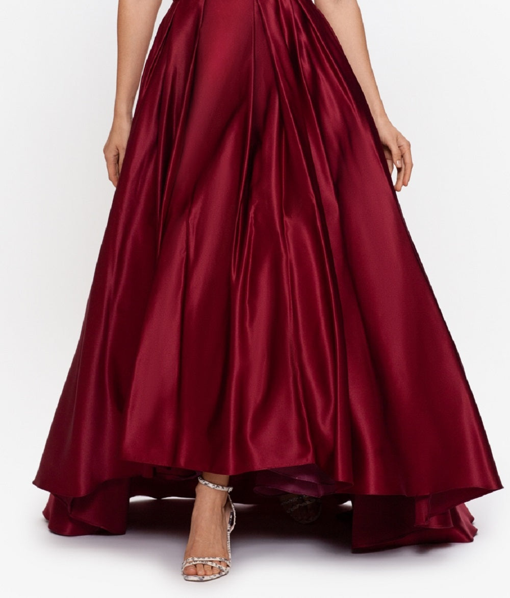 Betsy & Adam Women's Strapless High Low Gown Red Size 6Petite