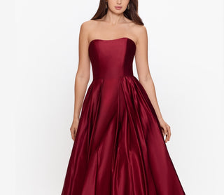 Betsy & Adam Women's Strapless High Low Gown Red Size 10Petite