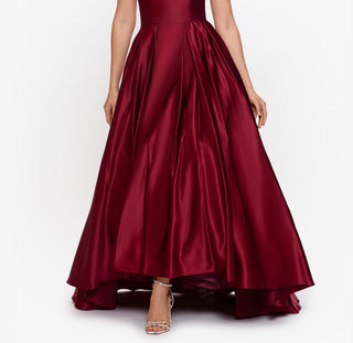 Betsy & Adam Women's Strapless High Low Gown Red Size 10Petite