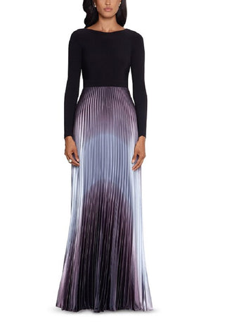 Betsy & Adam Women's Ombre Pleated Gown Black Size 4Petite