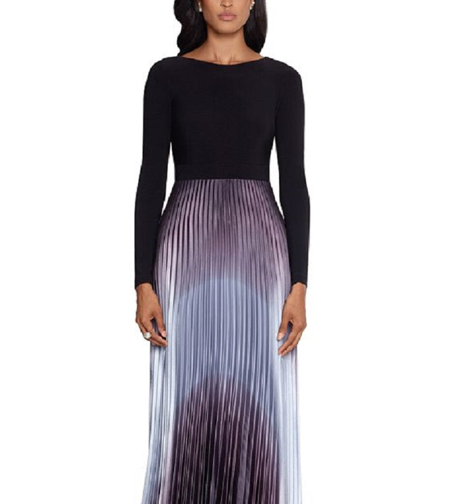 Betsy & Adam Women's Ombre Pleated Gown Black Size 4Petite