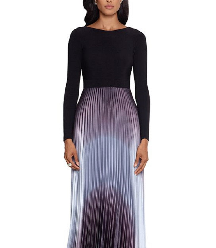 Betsy & Adam Women's Ombre Pleated Gown Black Size 10Petite