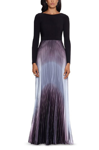 Betsy & Adam Women's Ombre Pleated Gown Black Size 14 Petite