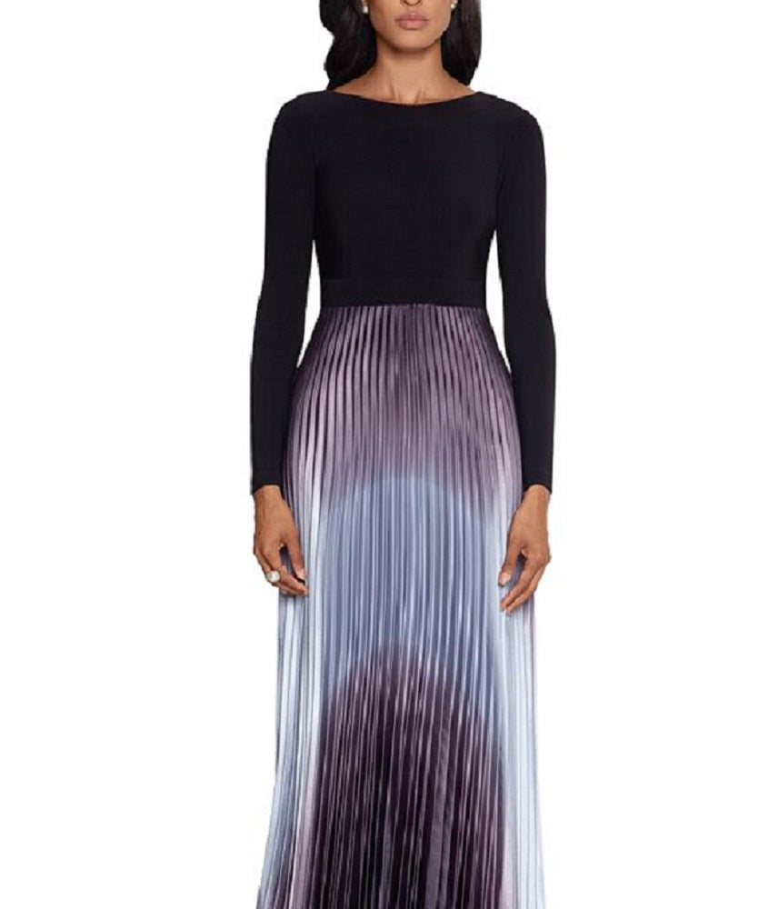 Betsy & Adam Women's Ombre Pleated Gown Black Size 14 Petite