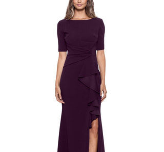 Betsy & Adam Women's Ruffled Front Gown Purple Size 16