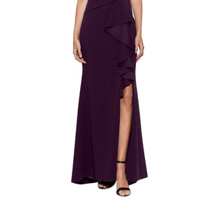 Betsy & Adam Women's Ruffled Front Gown Purple Size 16