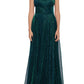 Betsy & Adam Women's Halter Mock Neck Crinkle Faux Wrap Gown Green Size 6