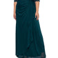 Betsy & Adam Women's V Neck Gown Green Size Petite Small