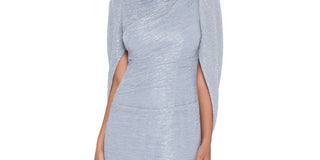 Betsy & Adam Women's Metallic Cape Gown Silver Size 14