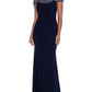 Betsy & Adam Women's Beaded Gown Blue Size 14