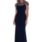Betsy & Adam Women's Beaded Gown Blue Size 14