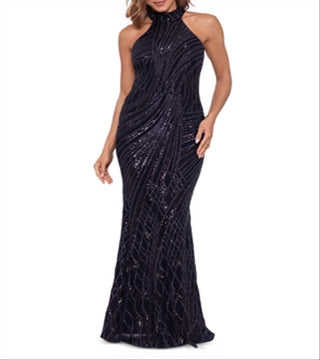 Aqua Women's Mock Neck Sequin Gown Black Size 12