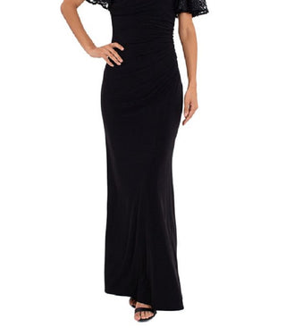 Betsy & Adam Women's Lace Sleeve Gown Black Size 14