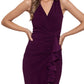 Betsy & Adam Women's Ruffled V Neck Gown Purple Size 6