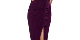 Betsy & Adam Women's Ruffled V Neck Gown Red Size 8