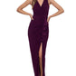 Betsy & Adam Women's Ruffled V Neck Gown Red Size 10