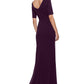 Betsy & Adam Women's Ruffled Ruched Gown Purple Size 16 Petite