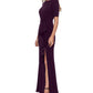 Betsy & Adam Women's Ruffled Ruched Gown Purple Size 16 Petite